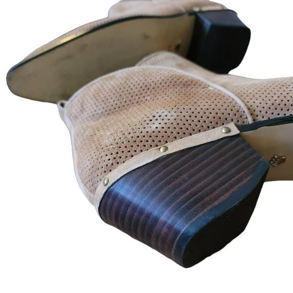 Nina Originals Tan Ankle Boot Perforated Stacked Heel Woman's Size 11 JJ3045 - Picture 5 of 13